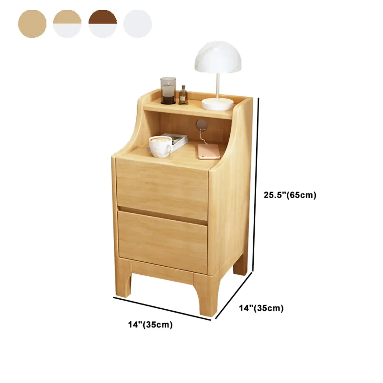 Table de chevet avec tiroir de rangement en bois naturel pour chambre à coucher