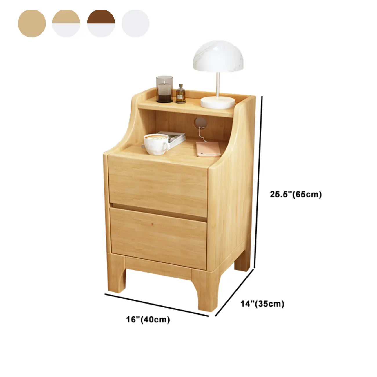 Table de chevet avec tiroir de rangement en bois naturel pour chambre à coucher
