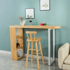 Table de bar moderne asymétrique en bois avec rangement et assise