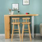 Table de bar moderne asymétrique en bois avec rangement et assise