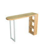 Table de bar moderne asymétrique en bois avec rangement et assise