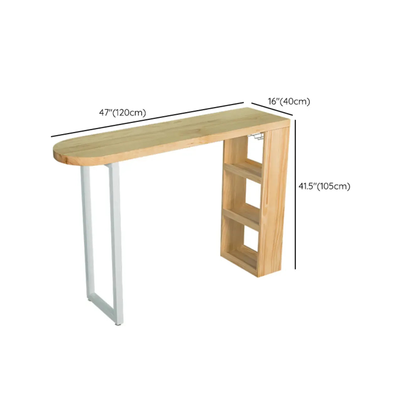 Table de bar moderne asymétrique en bois avec rangement et assise