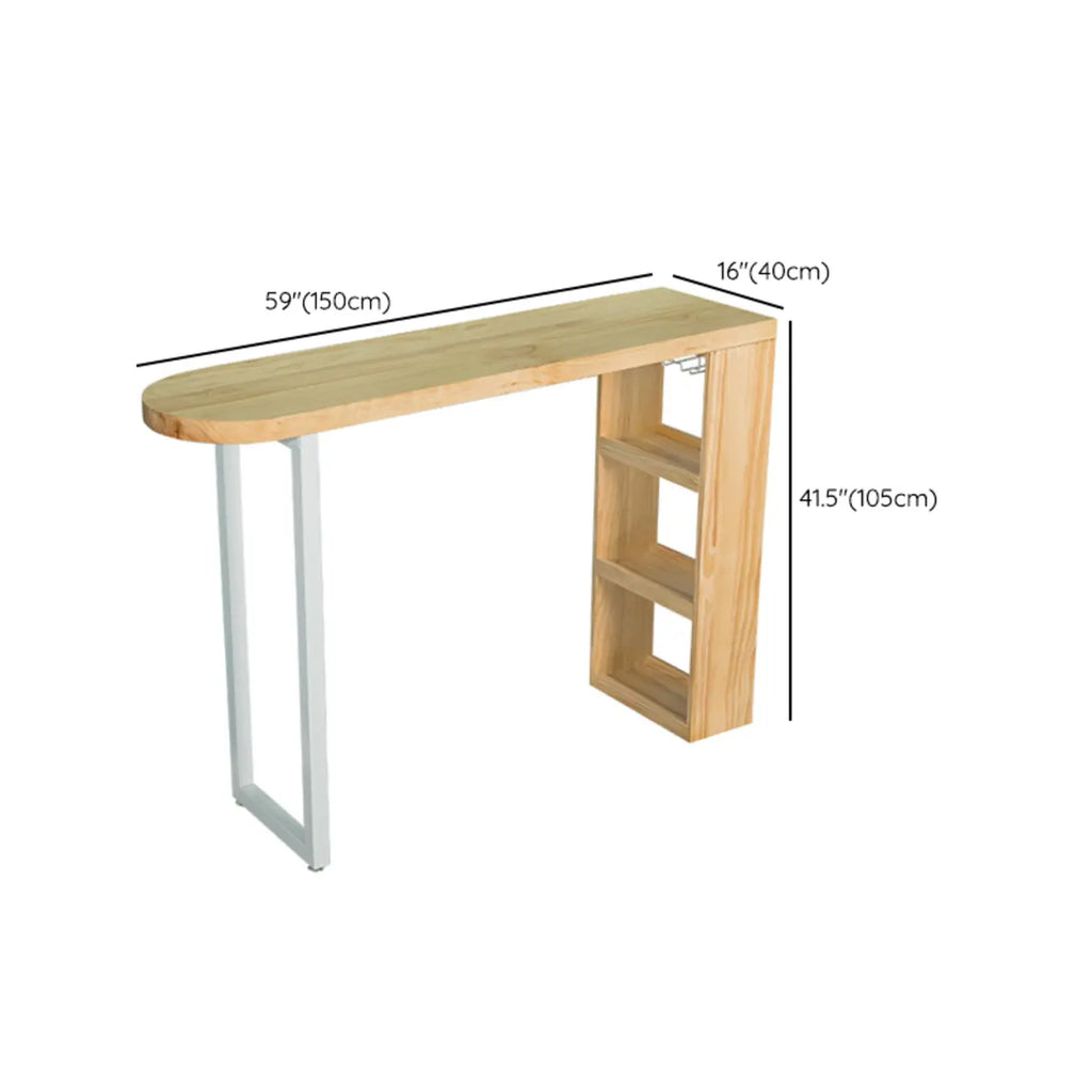 Table de bar moderne asymétrique en bois avec rangement et assise