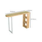 Table de bar moderne asymétrique en bois avec rangement et assise