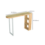 Table de bar moderne asymétrique en bois avec rangement et assise