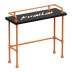 Tables de bar industrielles avec plateau en bois dur noir et structure orange