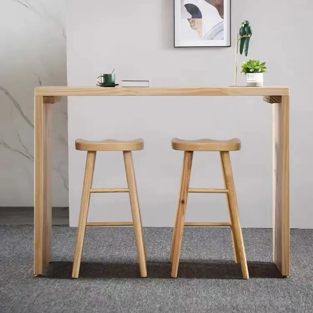 Tables de bar rectangulaires minimalistes en pin naturel