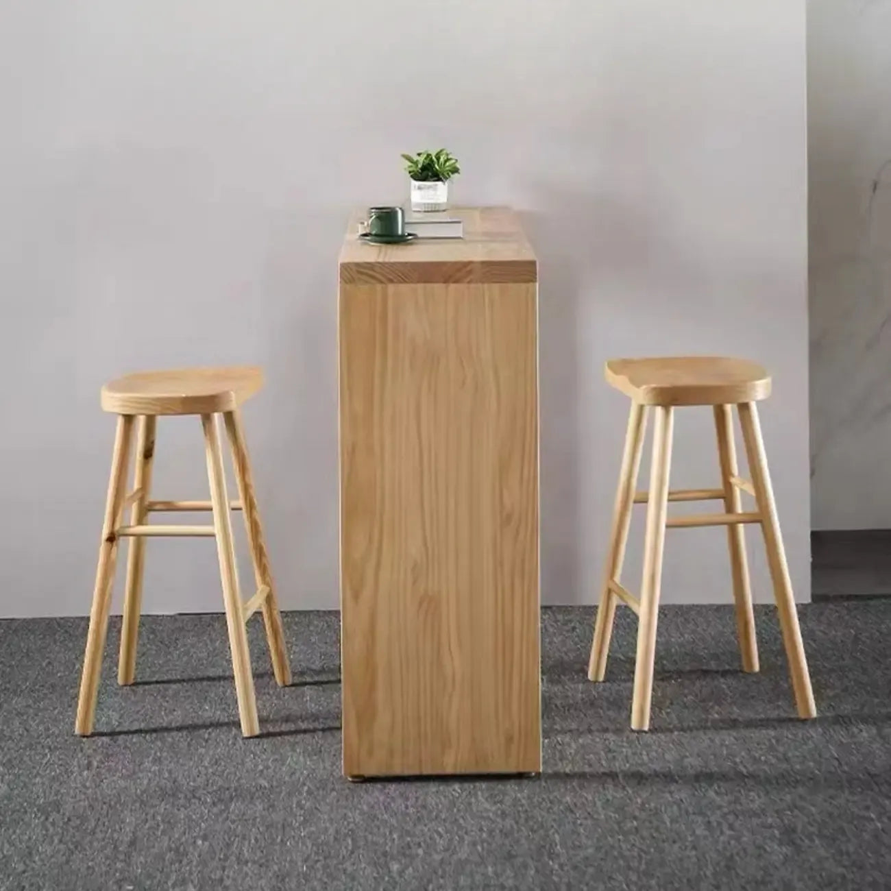 Tables de bar rectangulaires minimalistes en pin naturel