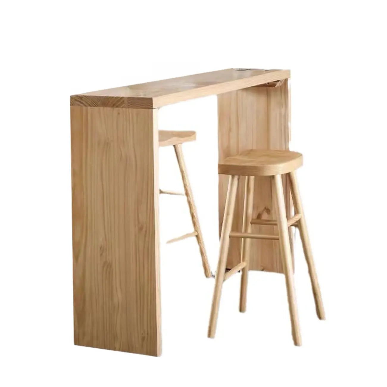 Tables de bar rectangulaires minimalistes en pin naturel