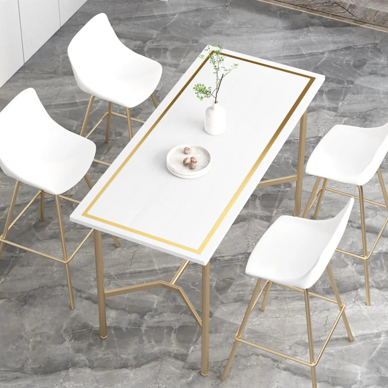 Tables de bar rectangulaires luxueuses en bois noir et or