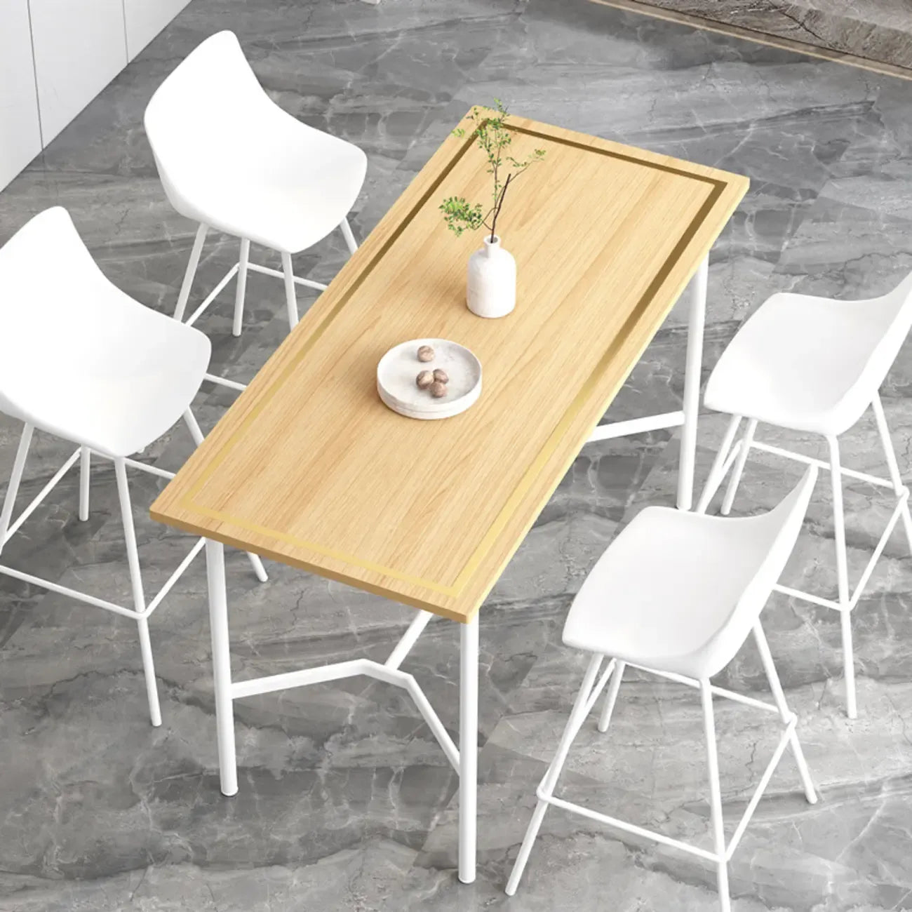 Tables de bar rectangulaires luxueuses en bois noir et or