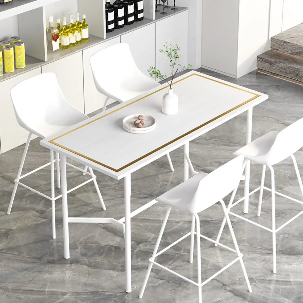 Tables de bar rectangulaires luxueuses en bois noir et or
