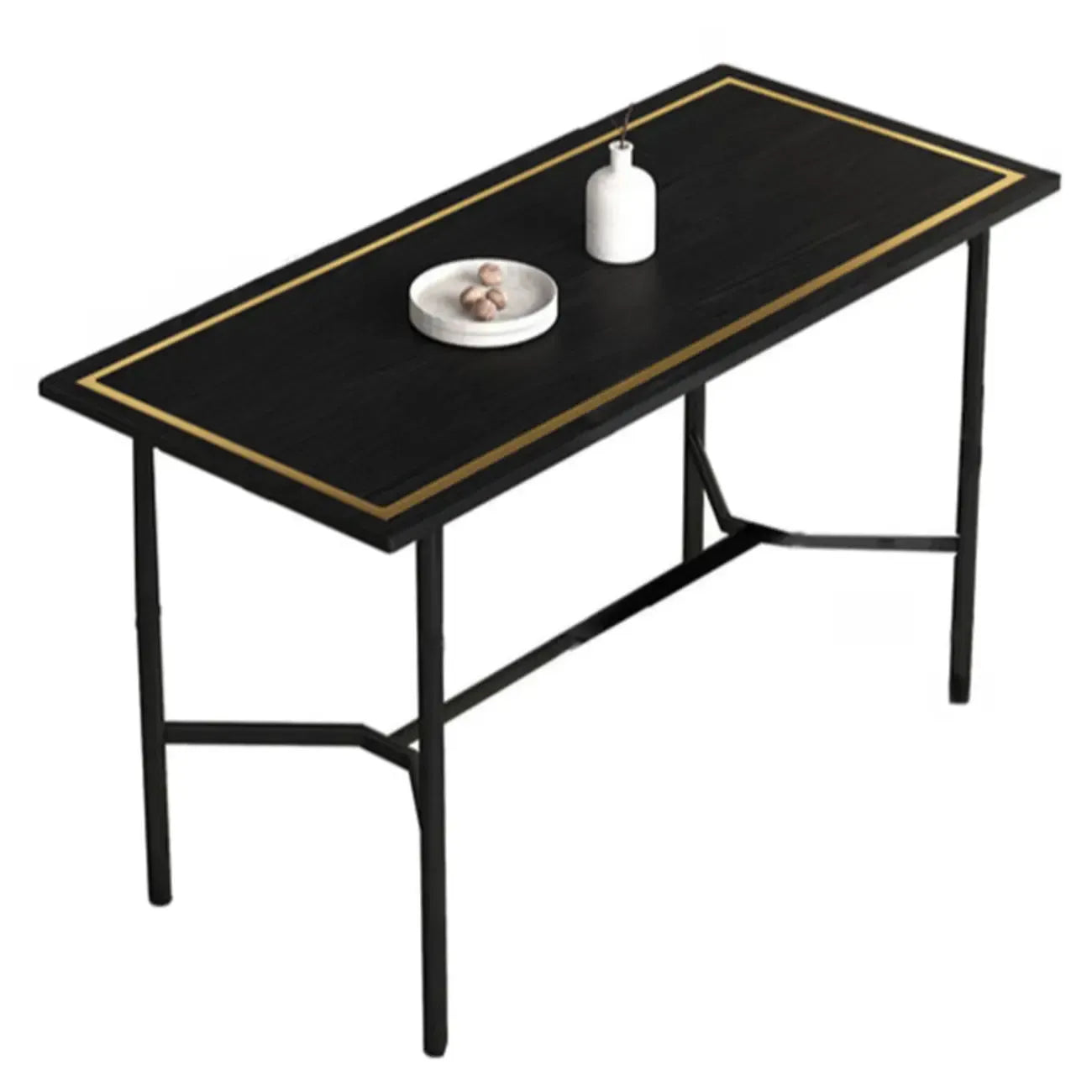 Tables de bar rectangulaires luxueuses en bois noir et or