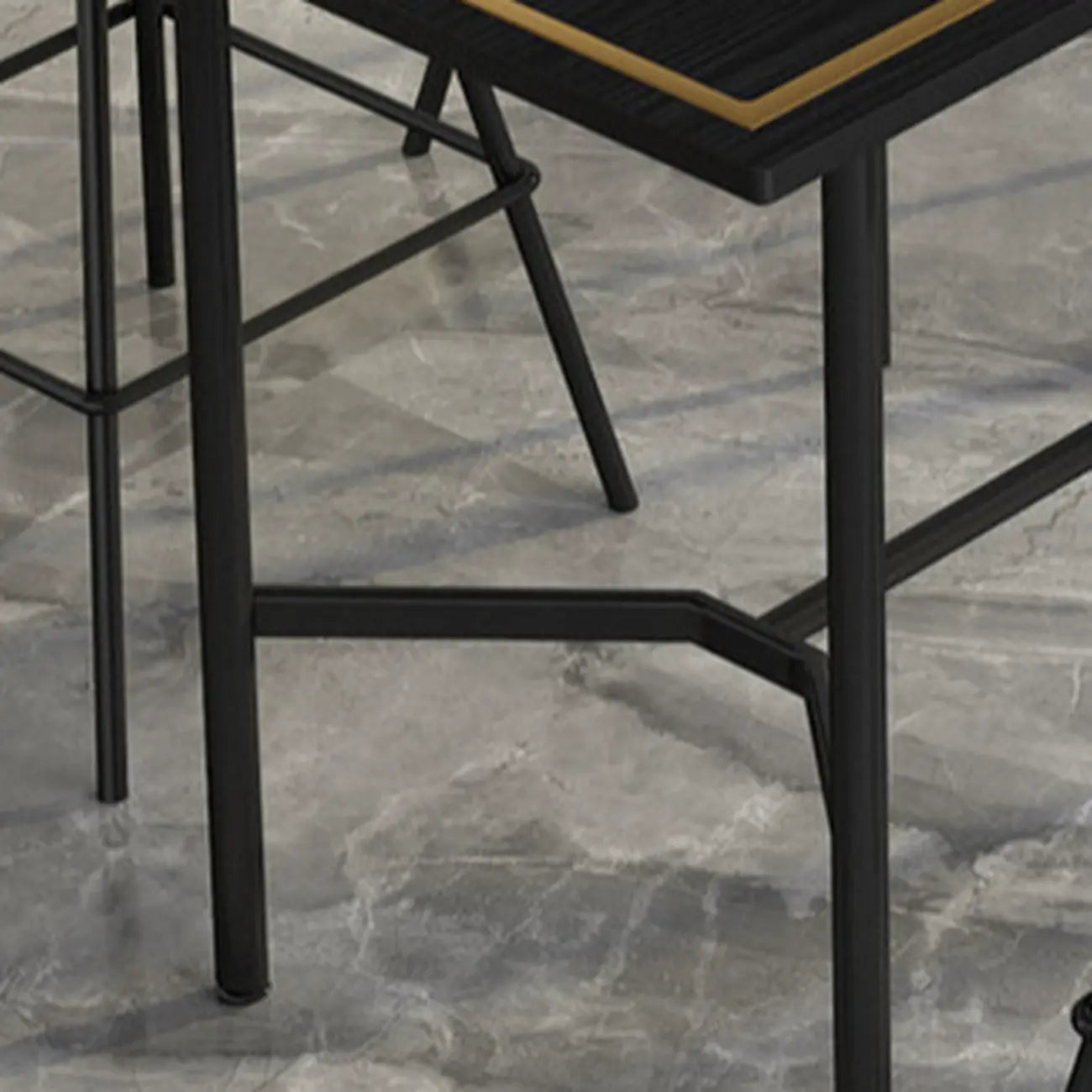 Tables de bar rectangulaires luxueuses en bois noir et or