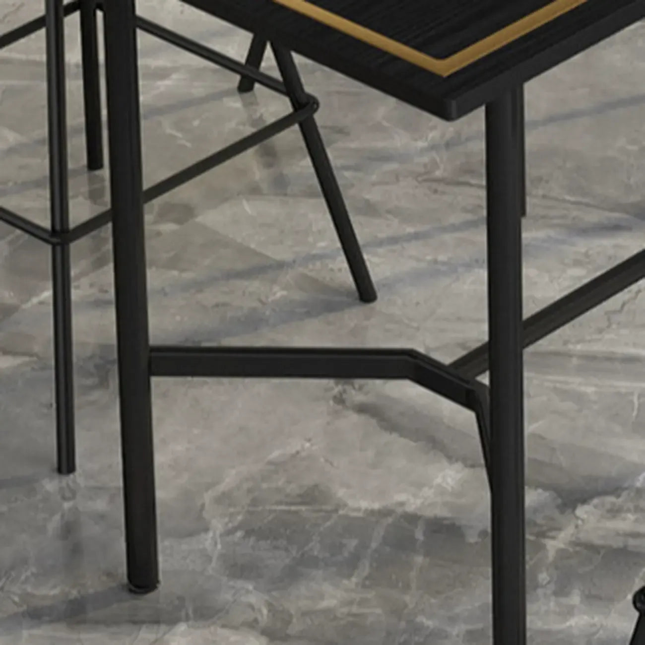 Tables de bar rectangulaires luxueuses en bois noir et or