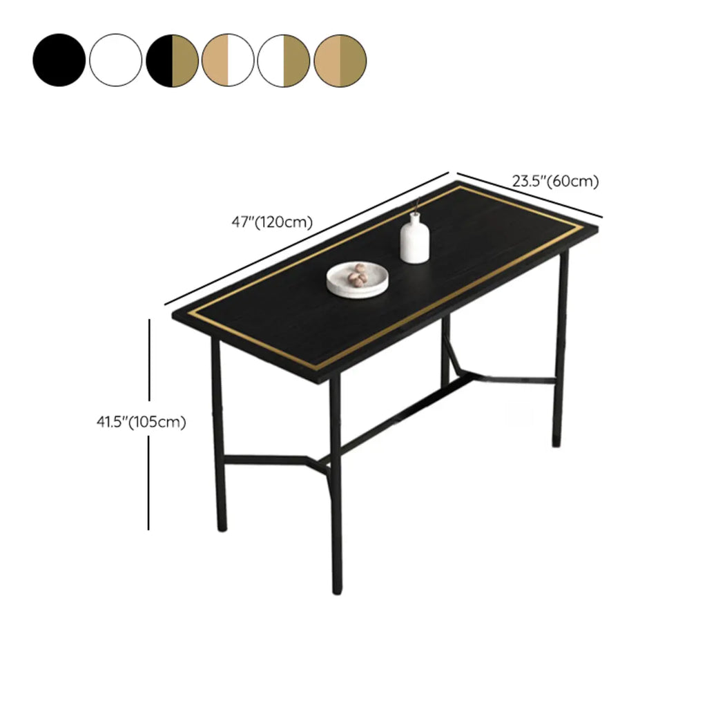 Tables de bar rectangulaires luxueuses en bois noir et or
