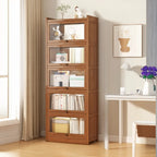 Vitrine moderne en bois brun avec façade en verre transparent