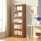 Vitrine moderne en bois brun avec façade en verre transparent