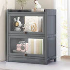 Vitrine moderne en bois brun avec façade en verre transparent