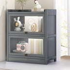 Vitrine moderne en bois brun avec façade en verre transparent