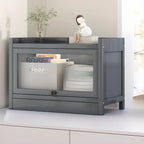 Vitrine moderne en bois brun avec façade en verre transparent