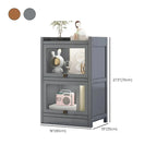 Vitrine moderne en bois brun avec façade en verre transparent