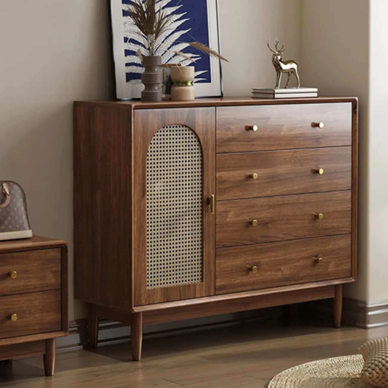 Meuble de rangement de salon en noyer de style moderne du milieu du siècle