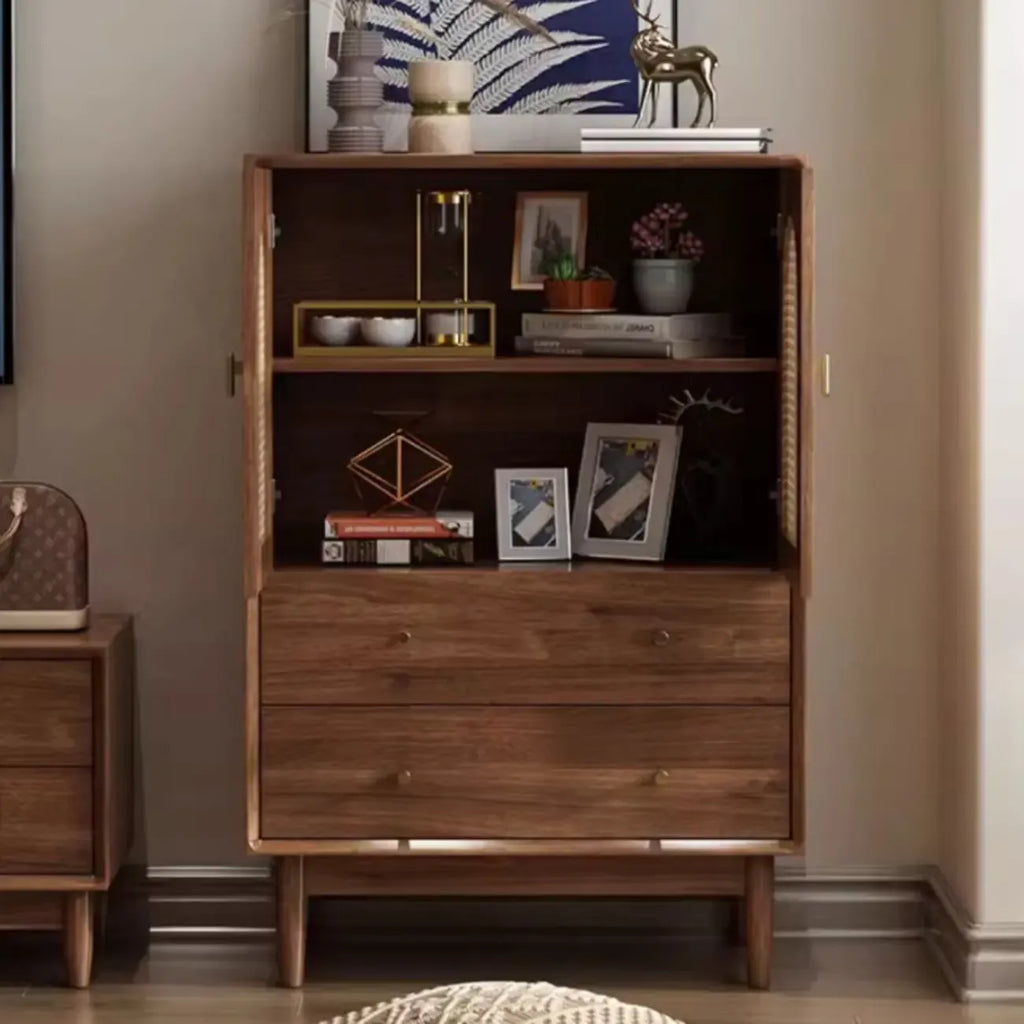Meuble de rangement de salon en noyer de style moderne du milieu du siècle