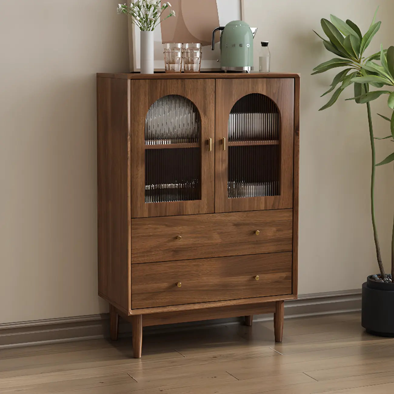 Meuble de rangement de salon en noyer de style moderne du milieu du siècle