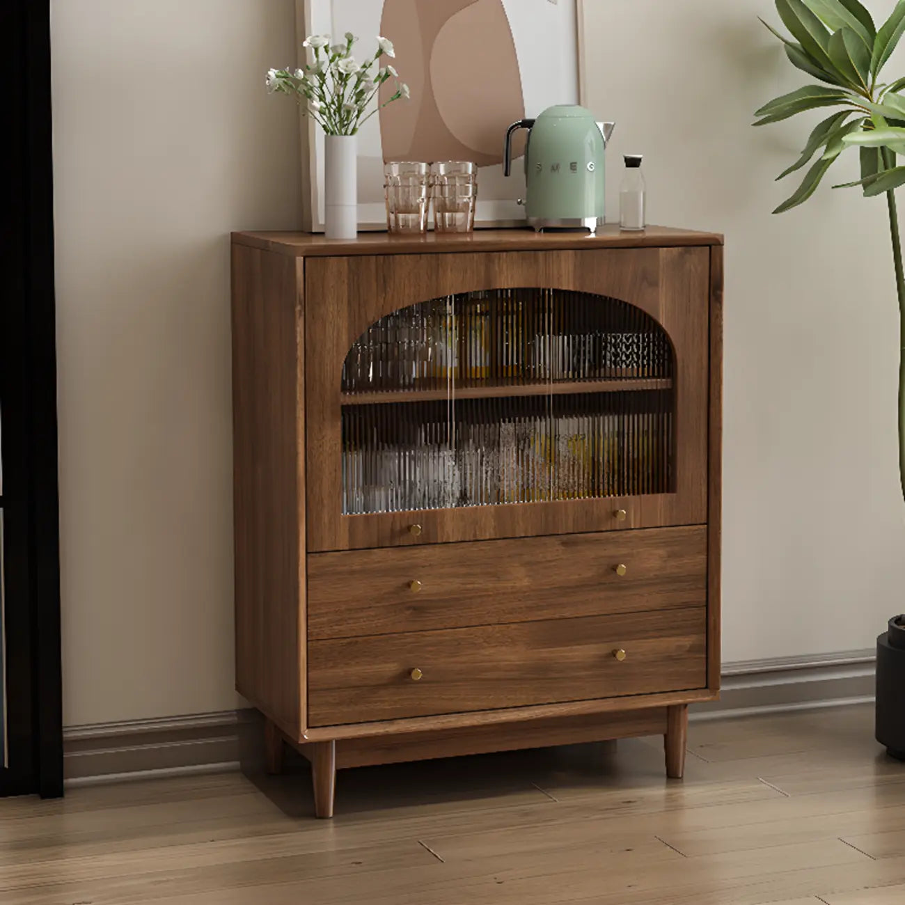 Meuble de rangement de salon en noyer de style moderne du milieu du siècle