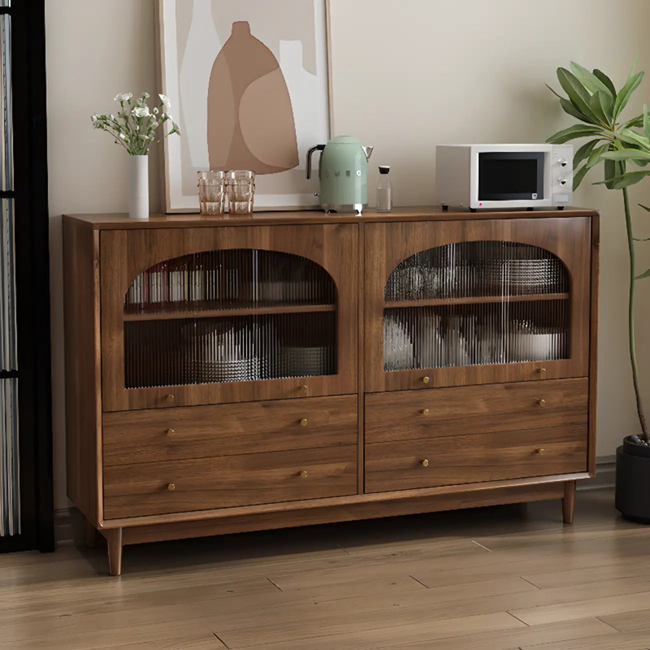 Meuble de rangement de salon en noyer de style moderne du milieu du siècle