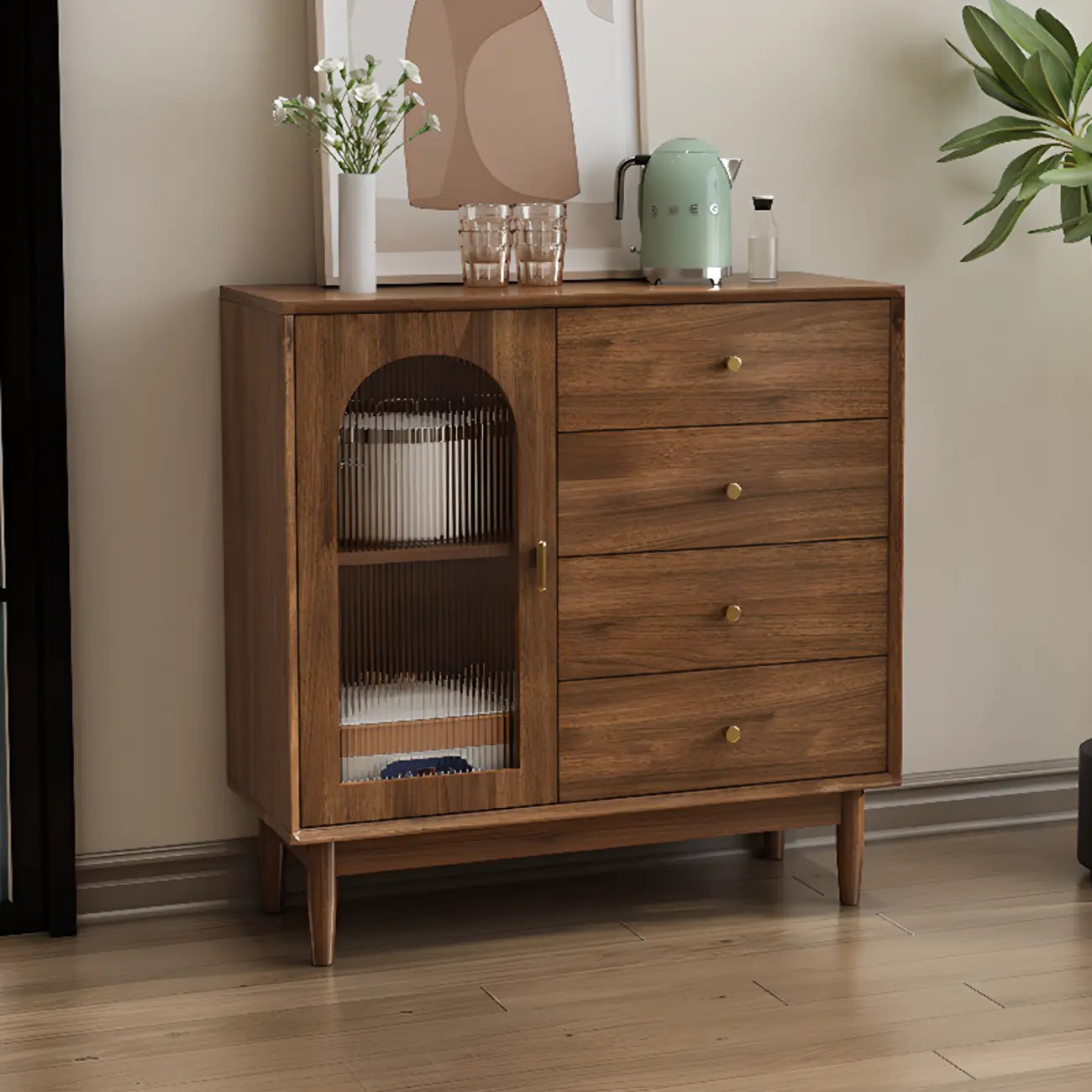 Meuble de rangement de salon en noyer de style moderne du milieu du siècle