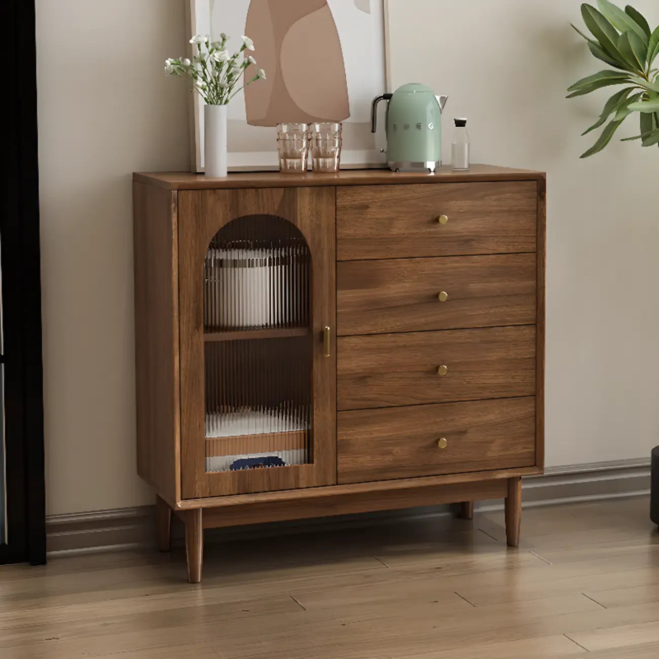 Meuble de rangement de salon en noyer de style moderne du milieu du siècle