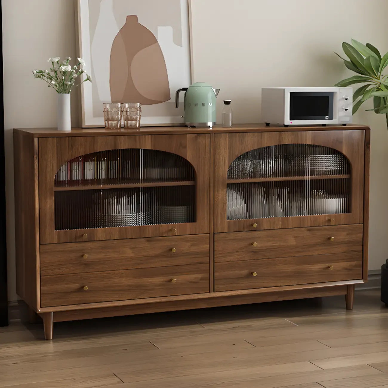 Meuble de rangement de salon en noyer de style moderne du milieu du siècle