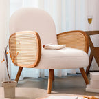 Fauteuil d'appoint glamour en sherpa avec coussin blanc