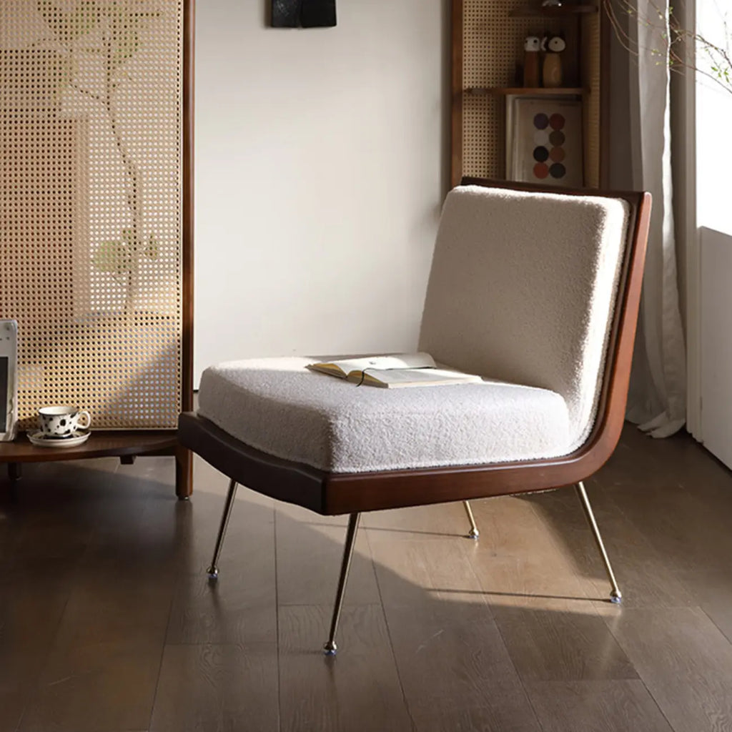 Fauteuil d'appoint glamour en sherpa avec coussin blanc