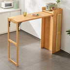 Tables de bar de rangement extensibles manuellement en bambou brun