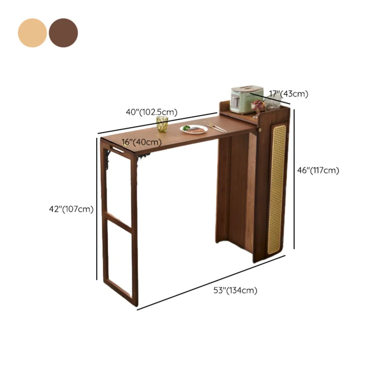Tables de bar de rangement extensibles manuellement en bambou brun