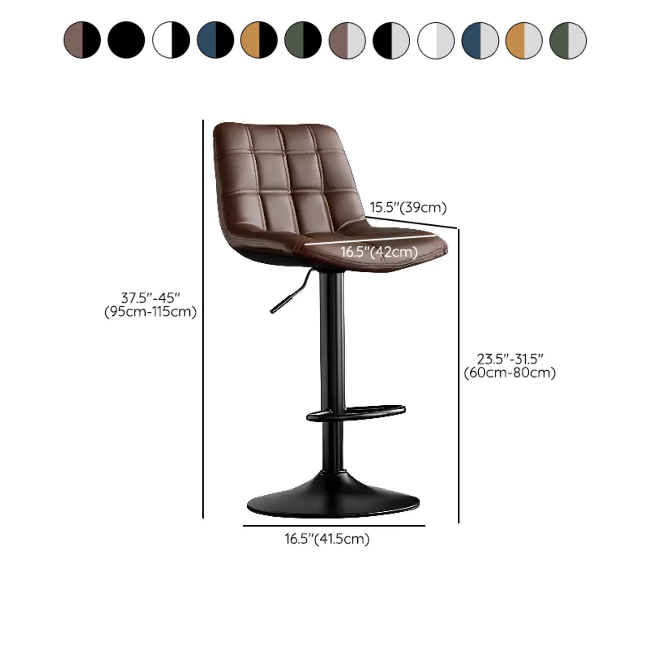 Tabourets de bar pivotants et réglables en similicuir glamour