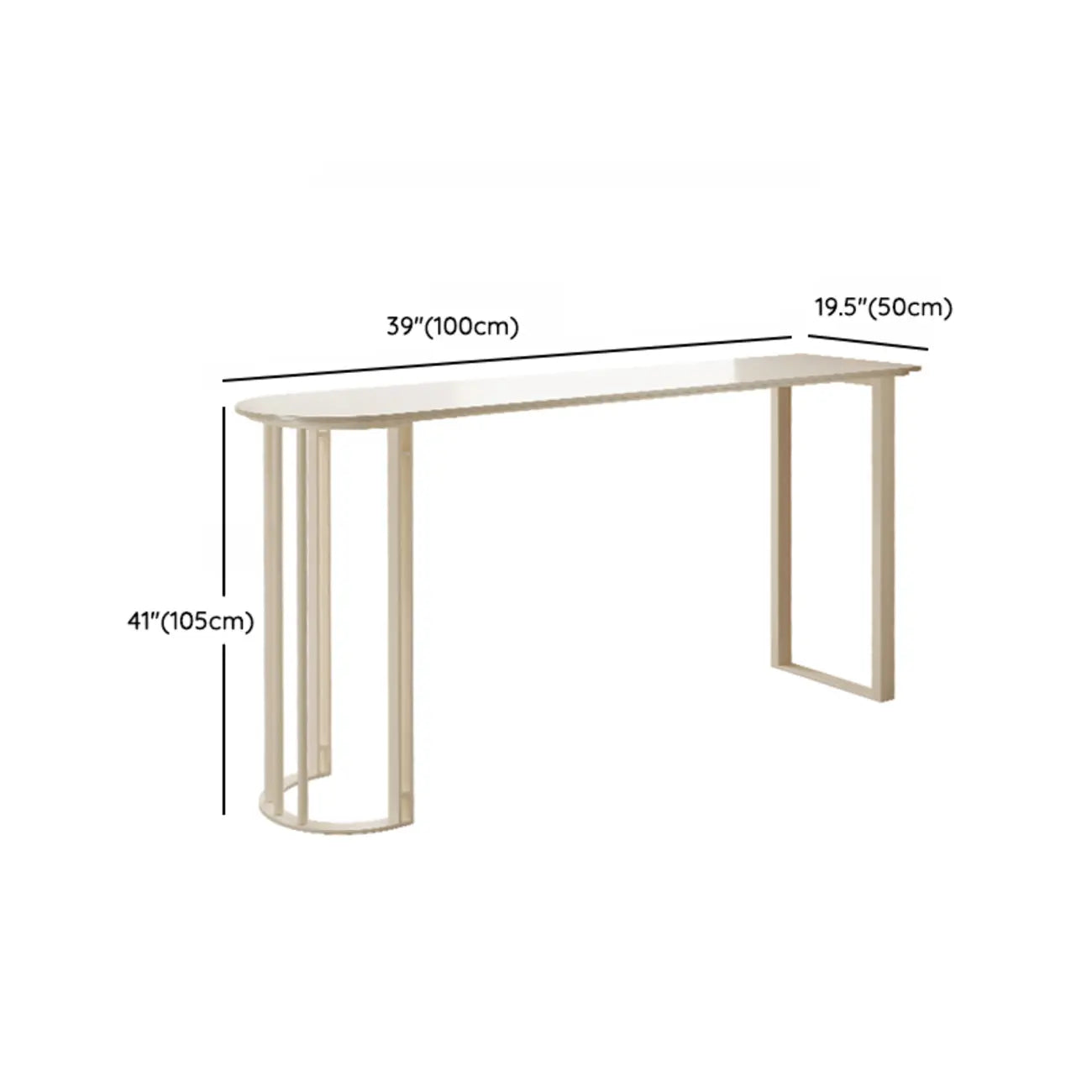 Table de bar blanche en pierre frittée de forme libre
