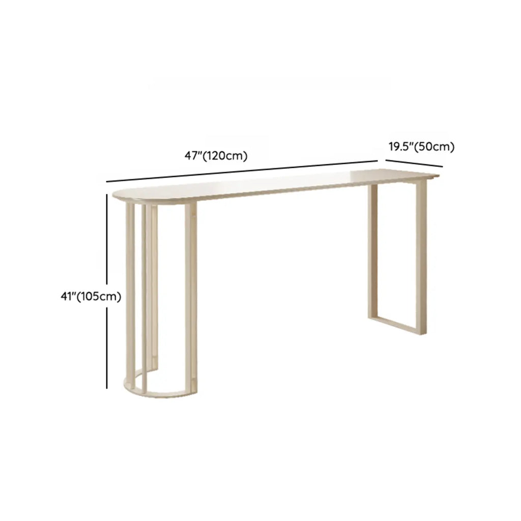 Table de bar blanche en pierre frittée de forme libre