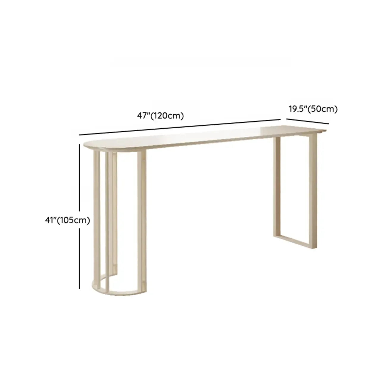 Table de bar blanche en pierre frittée de forme libre