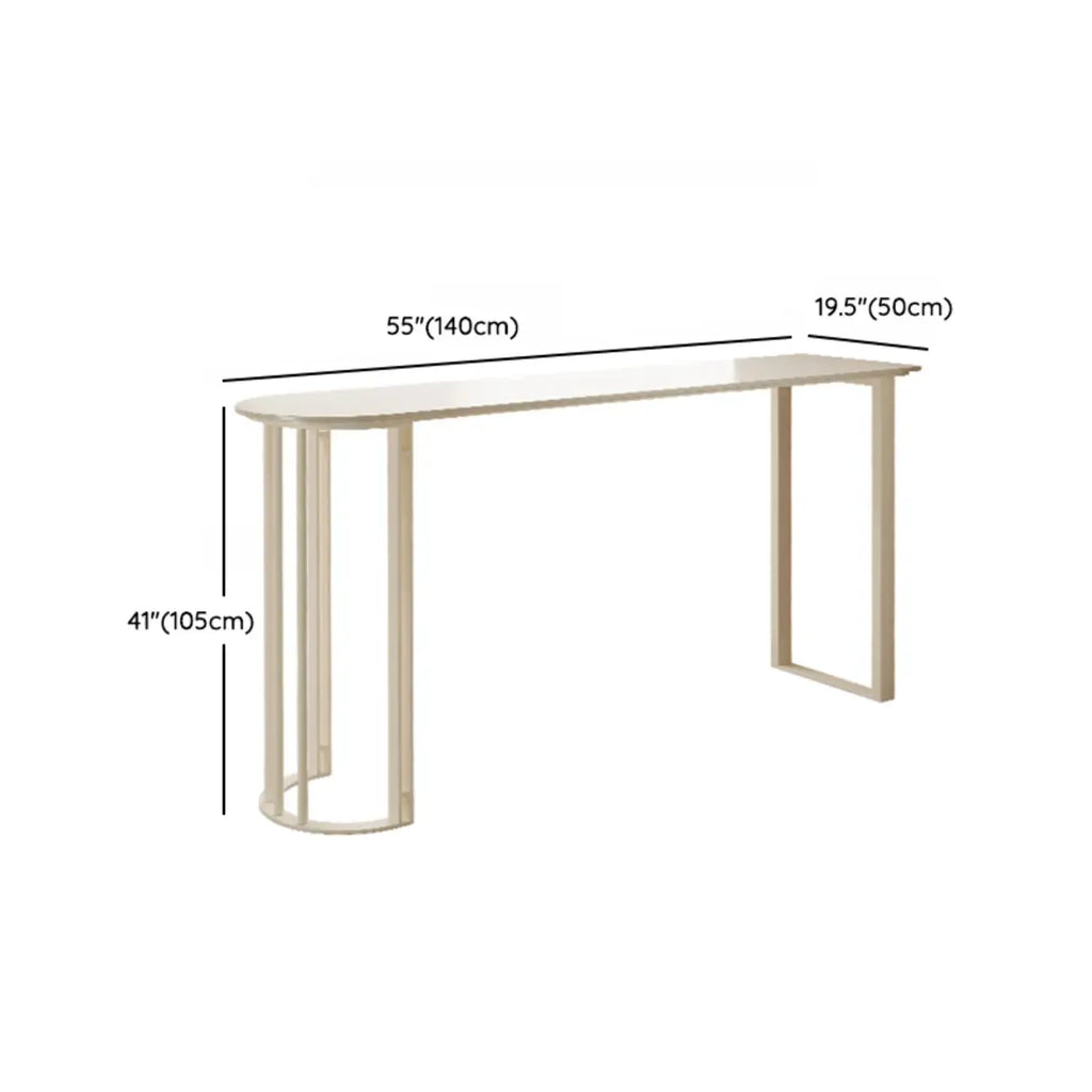 Table de bar blanche en pierre frittée de forme libre
