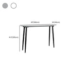Table de bar moderne avec plateau en travertin gris et pieds en métal, idéale pour la salle à manger.