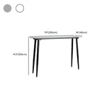 Table de bar moderne avec plateau en travertin gris et pieds en métal, idéale pour la salle à manger.