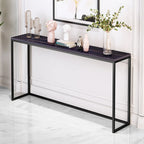 Tables de bar minimalistes en métal noir avec plateau en pierre