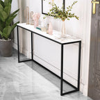 Tables de bar minimalistes en métal noir avec plateau en pierre