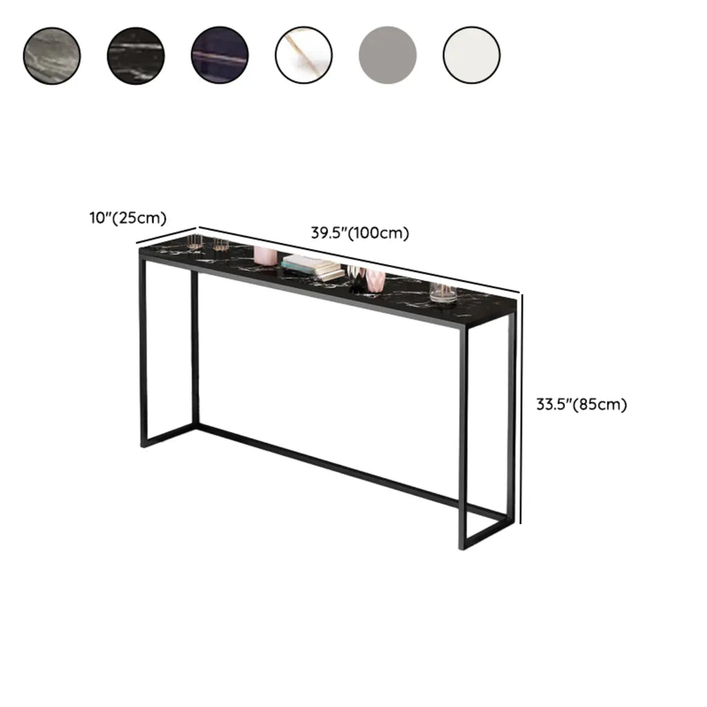Tables de bar minimalistes en métal noir avec plateau en pierre