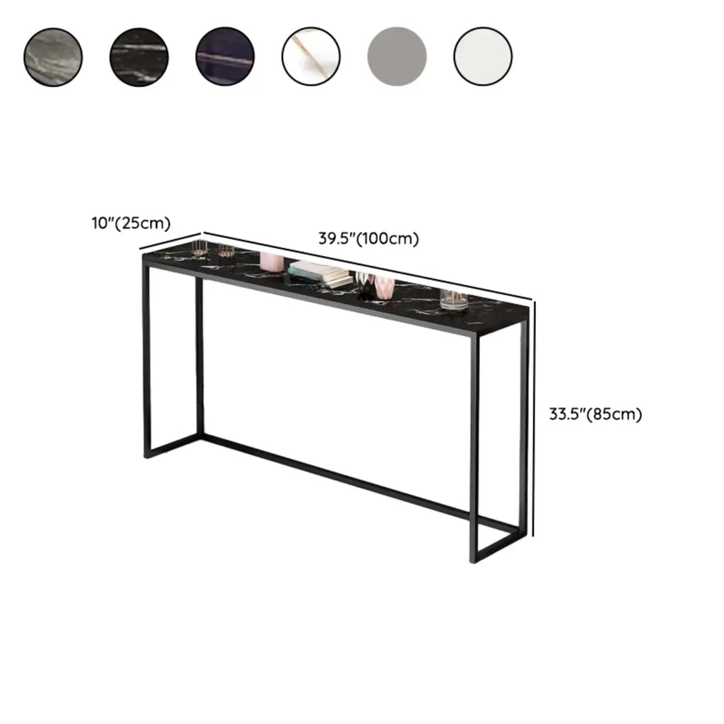 Tables de bar minimalistes en métal noir avec plateau en pierre