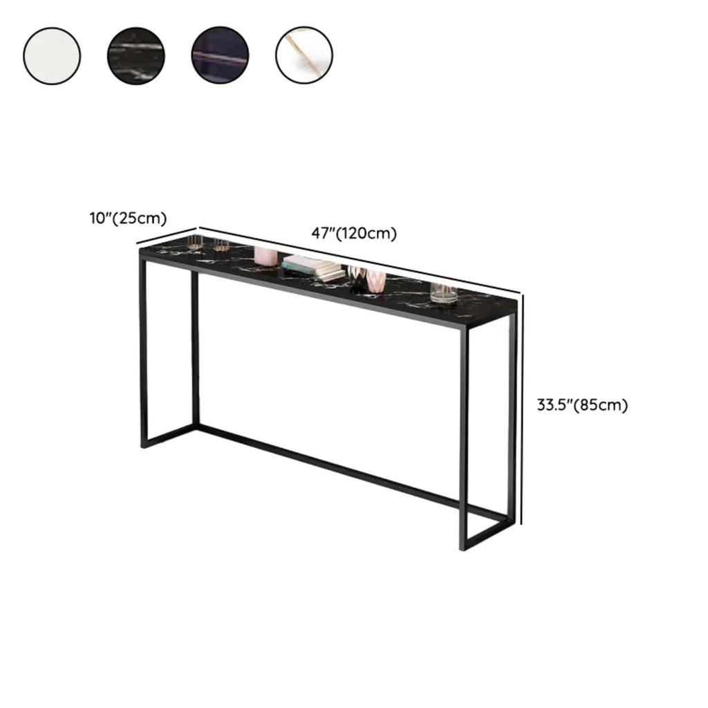 Tables de bar minimalistes en métal noir avec plateau en pierre